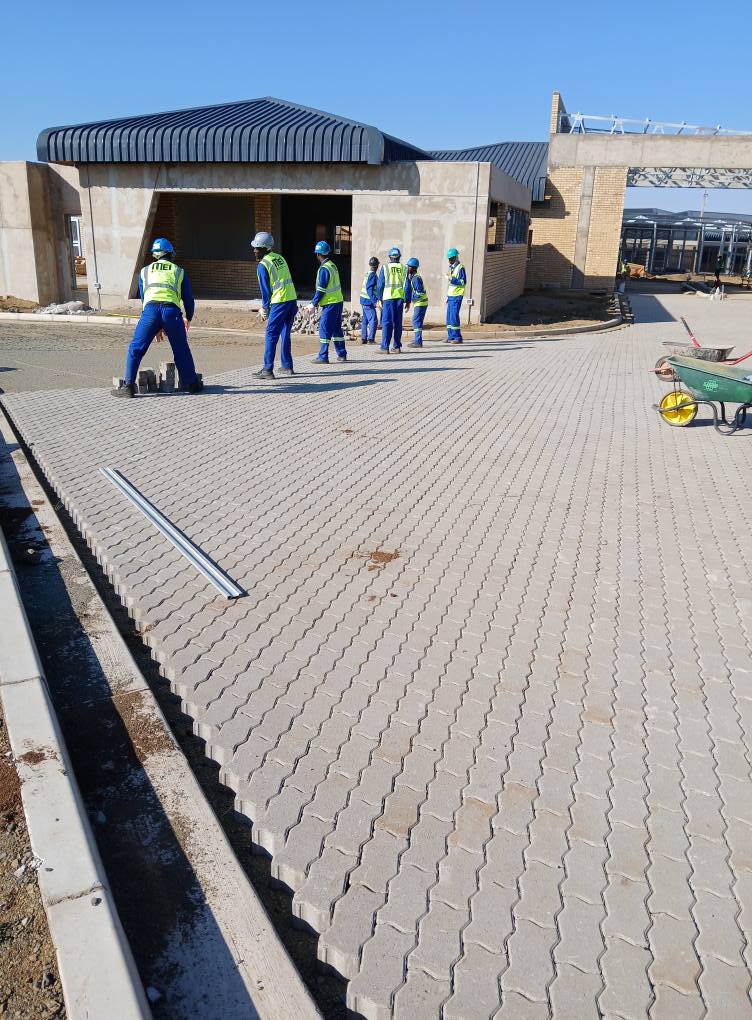 Completed exterior paving works